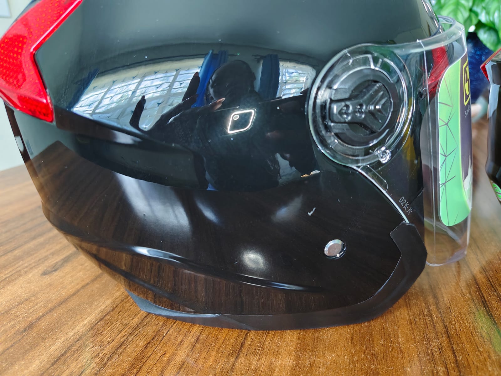 Premium Shining Black Helmet with Dual Reflectors, Washable Removable Inner Cloth, Tinted Sun Glass, Clear Rain Visor, and Top Air Regulator for Comfort and Safety