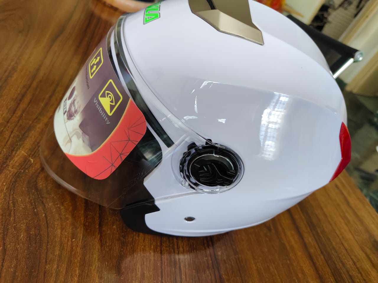 Ultimate White Helmet with Advanced Air Regulator, Washable & Removable Inner Cloth, Tinted Inner Sunlight-Protection Glass, Clear Outer Wind/Rain Shield, Dual Red Reflectors, Enhanced Safety & Comfor
