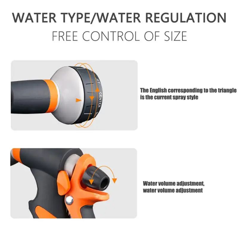 8 Pattern Garden Water Gun Hose Nozzle Mutifunctional Household Car Washing Yard Water Sprayer Pipe Tube Nozzle Sprinkle Tools