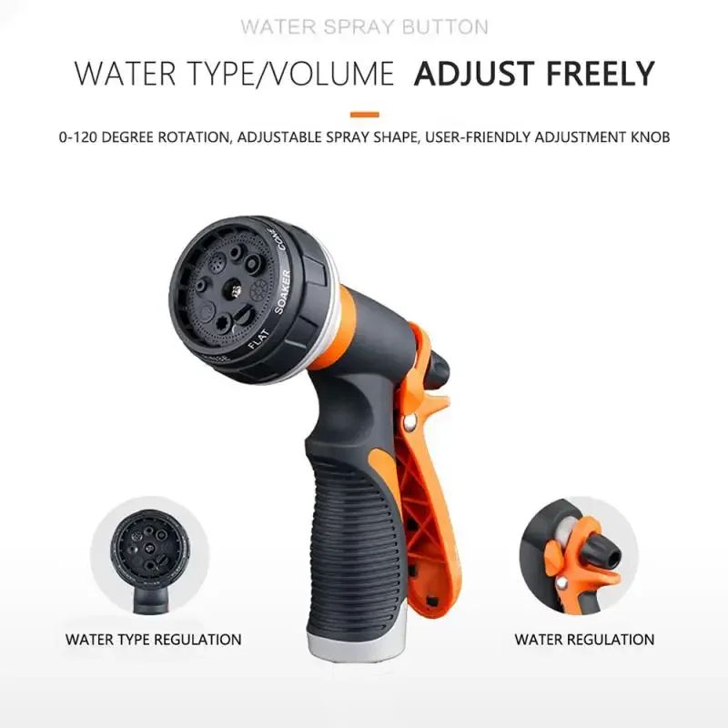 8 Pattern Garden Water Gun Hose Nozzle Mutifunctional Household Car Washing Yard Water Sprayer Pipe Tube Nozzle Sprinkle Tools