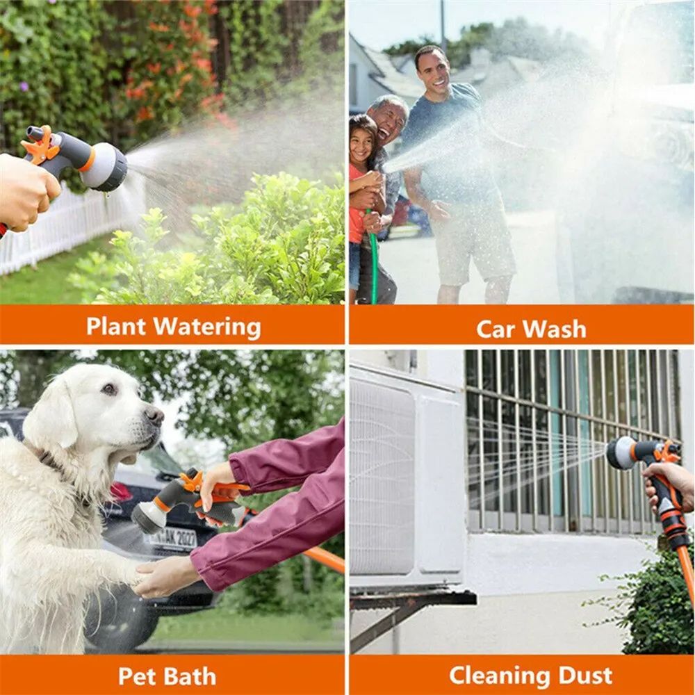 8 Pattern Garden Water Gun Hose Nozzle Mutifunctional Household Car Washing Yard Water Sprayer Pipe Tube Nozzle Sprinkle Tools