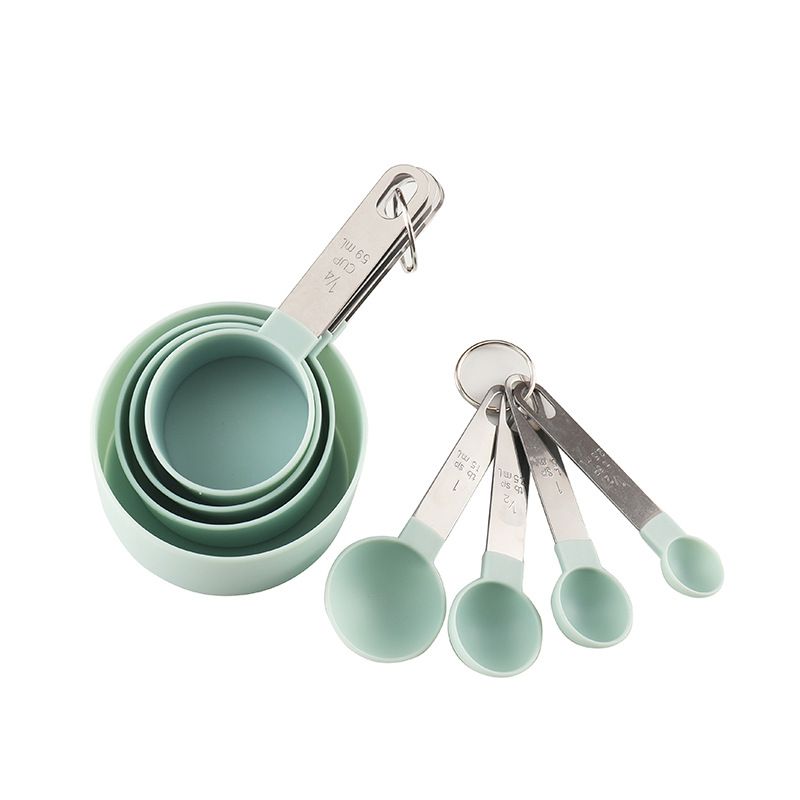 8PCS Measuring Cups Spoons Set For Baking Cake Pastry Cooking Utensils Stainless Steel Handle Kitchen Tools Accessories Gadget