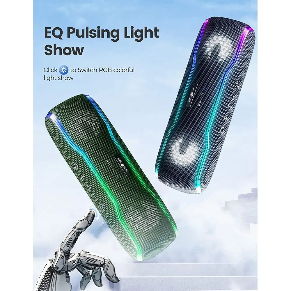 Outdoor Portable Speaker IPX7 Waterproof Sound Box BT5.3 Louderspeaker Stereo with 25W Colorful Light Surround Speaker