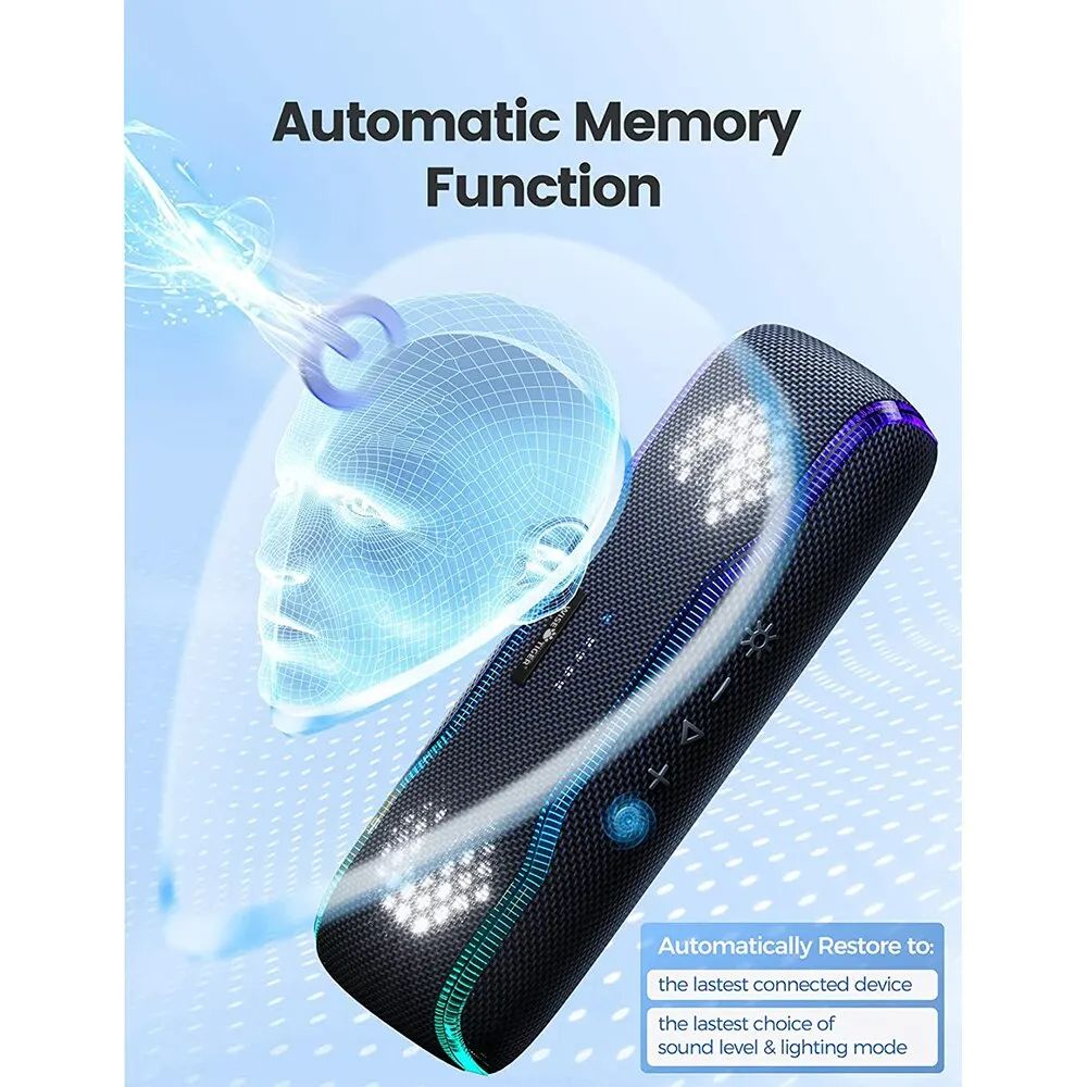 Outdoor Portable Speaker IPX7 Waterproof Sound Box BT5.3 Louderspeaker Stereo with 25W Colorful Light Surround Speaker