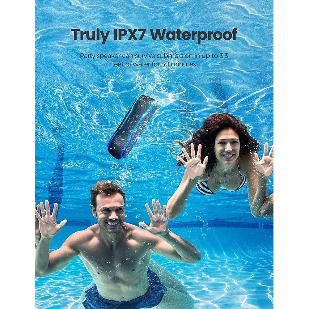 Outdoor Portable Speaker IPX7 Waterproof Sound Box BT5.3 Louderspeaker Stereo with 25W Colorful Light Surround Speaker