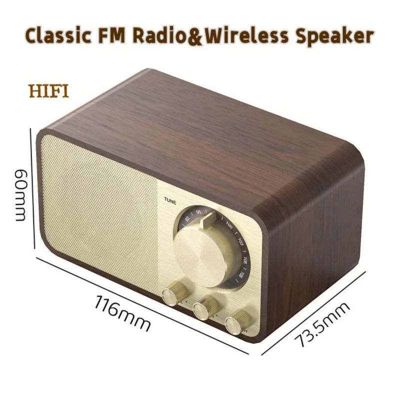 JY66 Wooden Wireless Audifonos Bluetooth Speaker Portable FM Radio Heavy Bass Subwoofer Stereo Music Center Antenna Radio Player