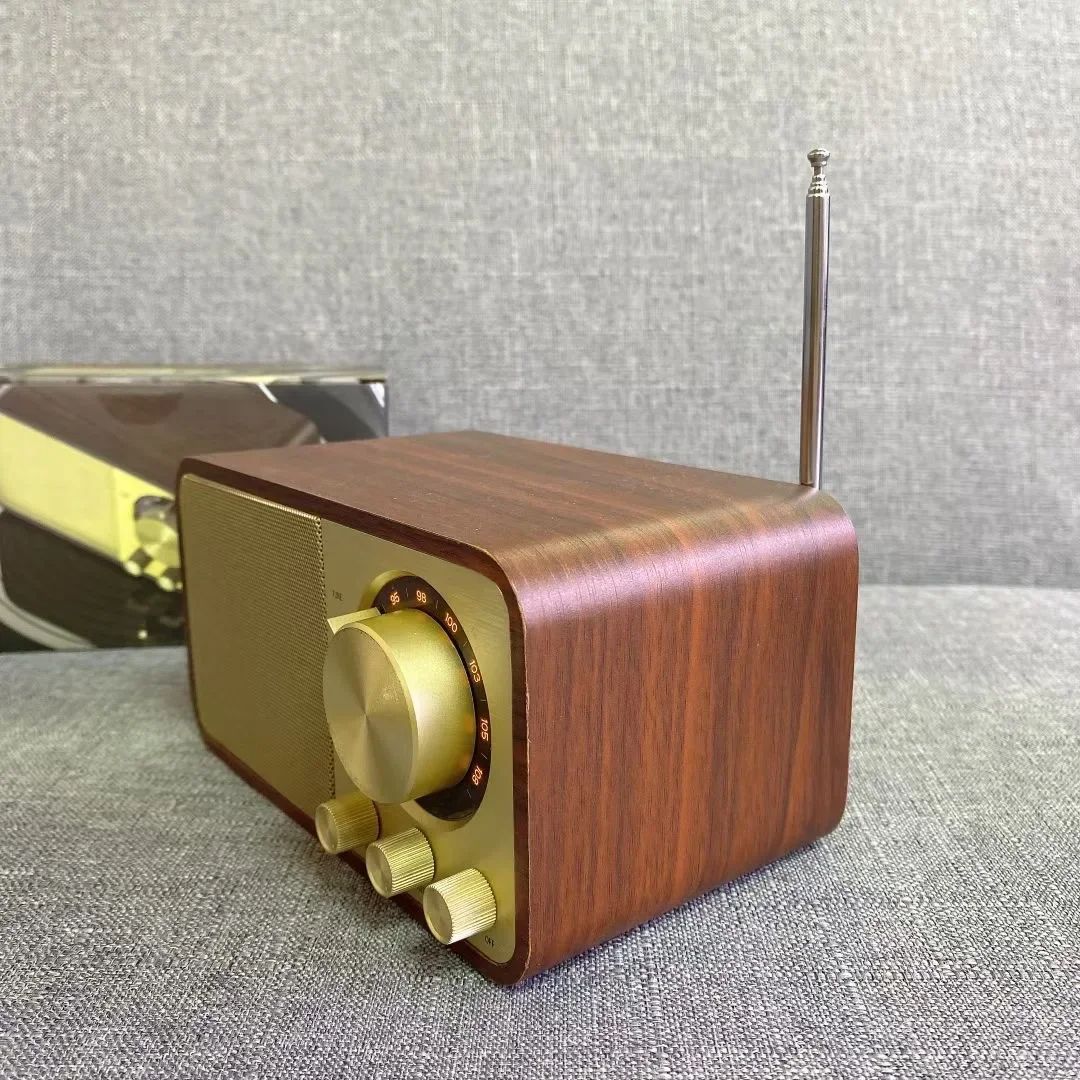 JY66 Wooden Wireless Audifonos Bluetooth Speaker Portable FM Radio Heavy Bass Subwoofer Stereo Music Center Antenna Radio Player