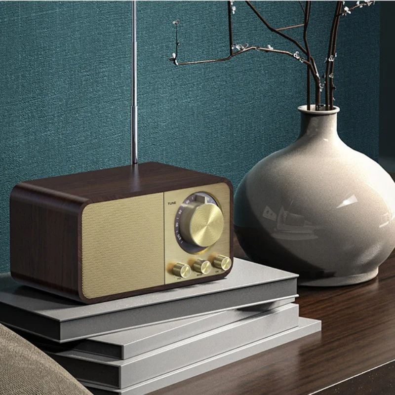 JY66 Wooden Wireless Audifonos Bluetooth Speaker Portable FM Radio Heavy Bass Subwoofer Stereo Music Center Antenna Radio Player