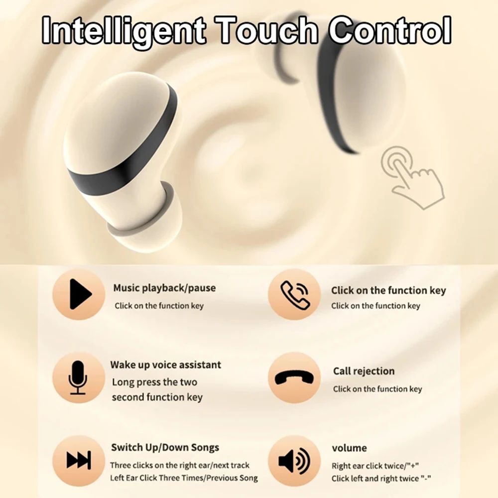Mini Invisible Headphones TWS Bluetooth Earphones Wireless Headsets Sports HiFi Stereo Noise Reduction Earbuds For iPhone Andoird