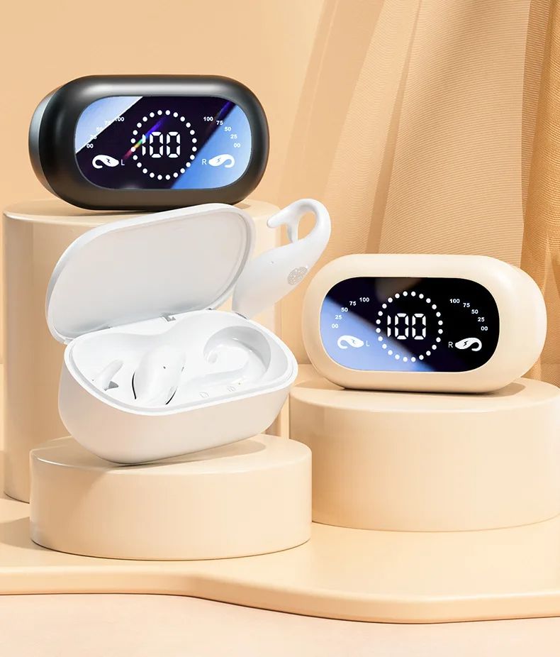 dolphin ear clip Bluetooth earphones ultra long life noise-cancelling digital display smart Bluetooth wireless earphones
