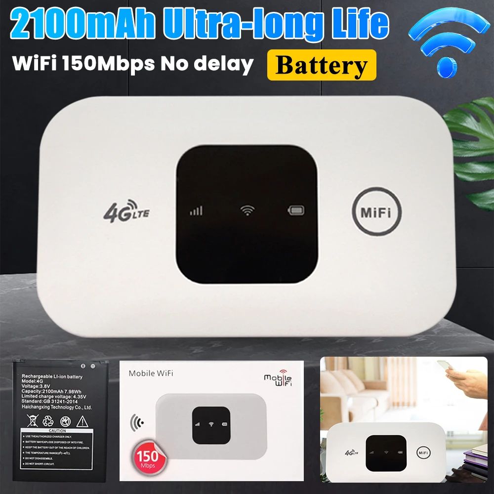 Router Wireless Wifi 2100mAh Mobile Hotspot with SIM Card Slot Hotspot Pocket 4G Lte WIFI 150mbps For Outdoor Home Office Travel
