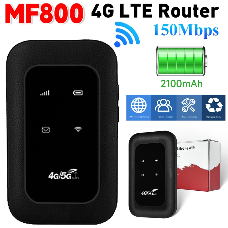 4G LTE Router MIFI 150Mbps Mobile Hotspot WiFi Signal Amplifier Portable Modem 2100mAh Wireless WiFi Repeater with SIM Card Slot Chip