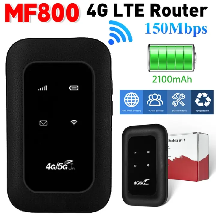 FM800 4G Lte WiFi Router Wireless 150Mbps Hotspot with SIM Card Slot Chip Portable Modem 2100mAh Mini Mobile Hotspot Plug & Play
