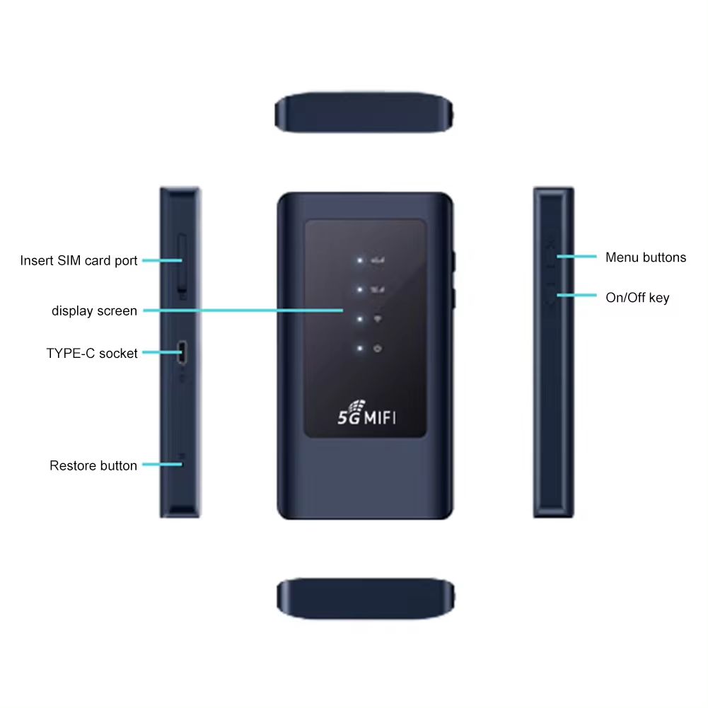 5G Mobile WIFI Router 433Mbps WiFi5 Wireless Router 4400mA Portable Pocket 5G MiFi Modem Mobile Wifi Hotspot W/ Sim Card Slot