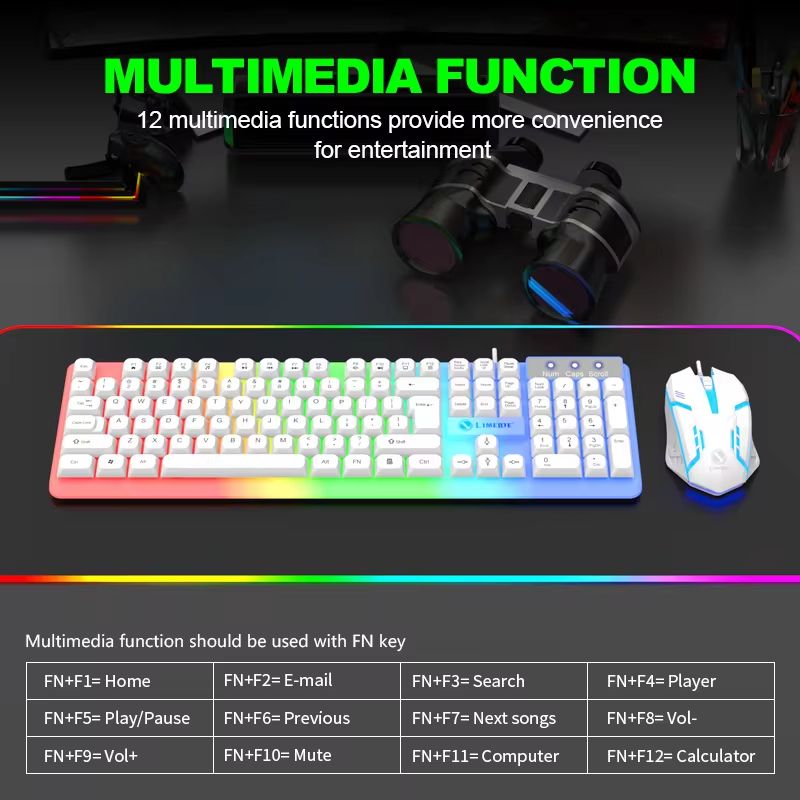 Keyboard And Mouse Set Wired 104 Keys Hot-Swappable Gaming Keyboard RGB Light For Mac Windows Computer PC Gamers Laptop Office