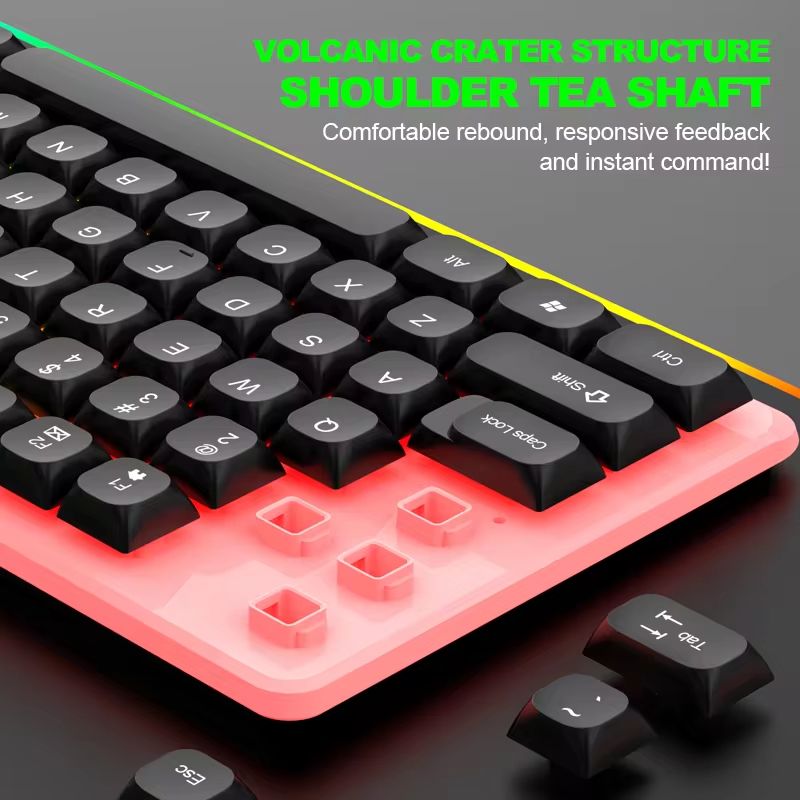 Keyboard And Mouse Set Wired 104 Keys Hot-Swappable Gaming Keyboard RGB Light For Mac Windows Computer PC Gamers Laptop Office
