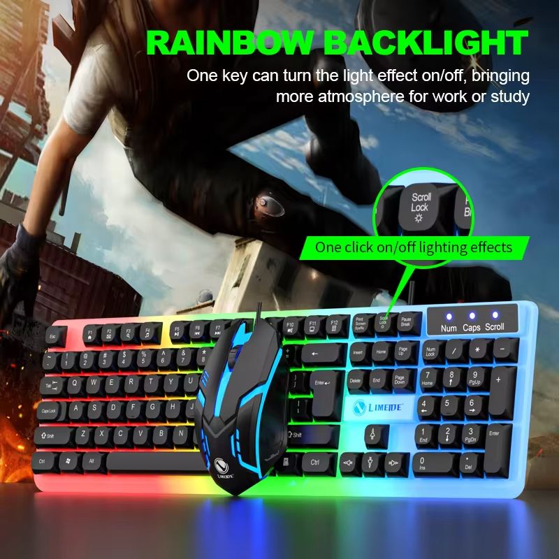 Keyboard And Mouse Set Wired 104 Keys Hot-Swappable Gaming Keyboard RGB Light For Mac Windows Computer PC Gamers Laptop Office