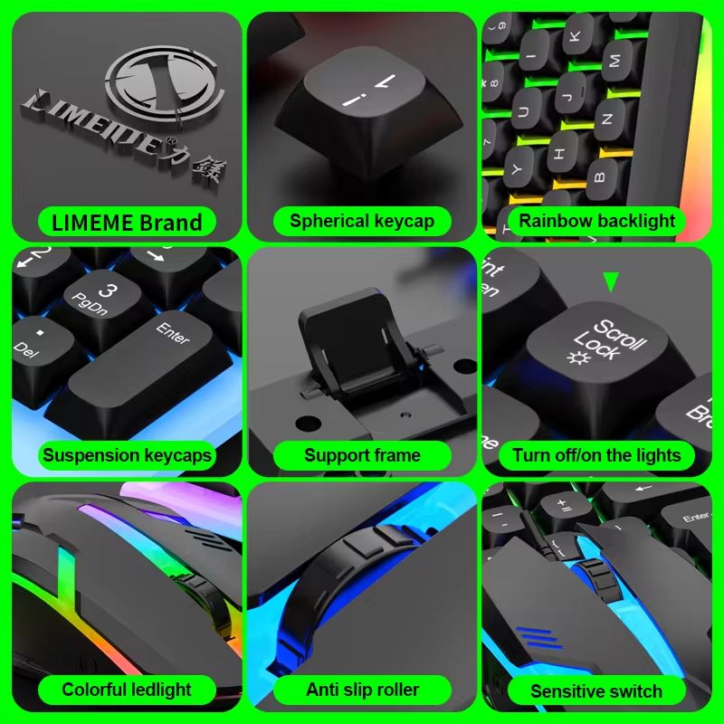Keyboard And Mouse Set Wired 104 Keys Hot-Swappable Gaming Keyboard RGB Light For Mac Windows Computer PC Gamers Laptop Office