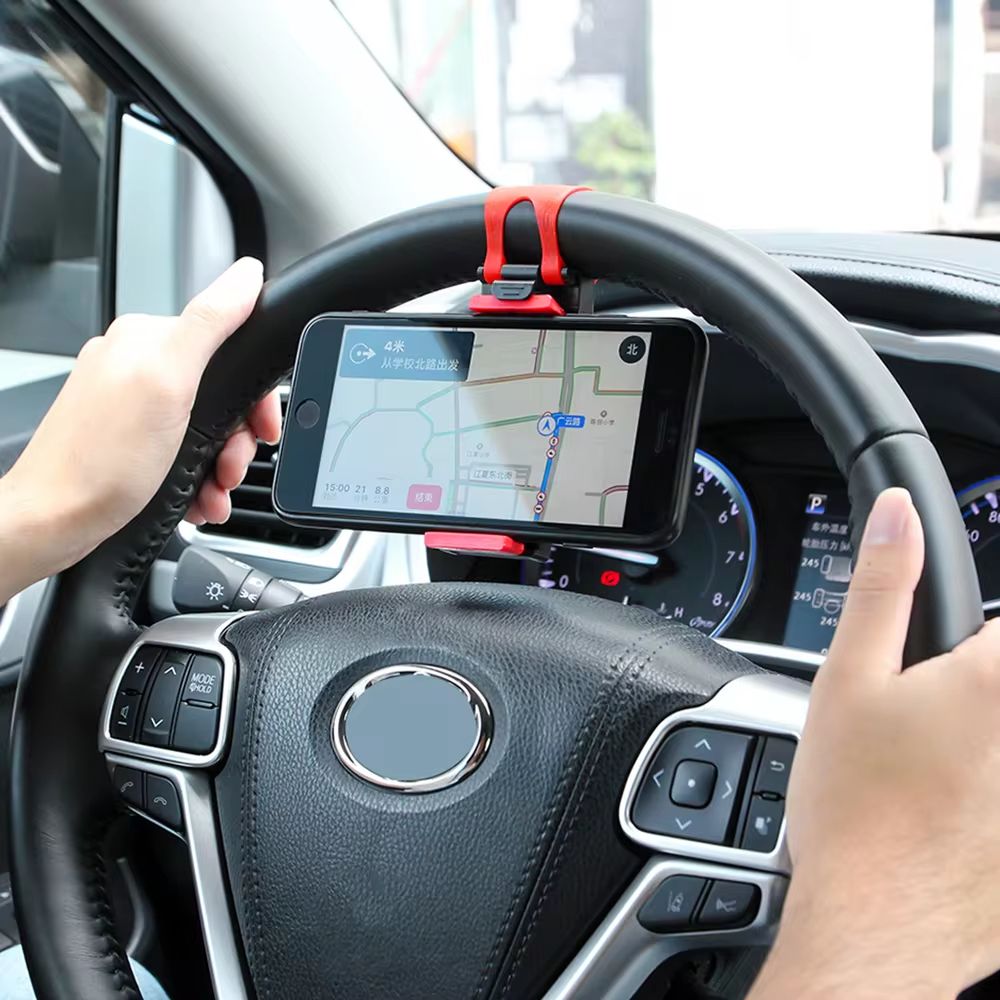 Universal Car Bracket Car Steering Wheel Phone Holder Clip Stand Elastic Buckle GPS Navigator Mount For Iphone Android