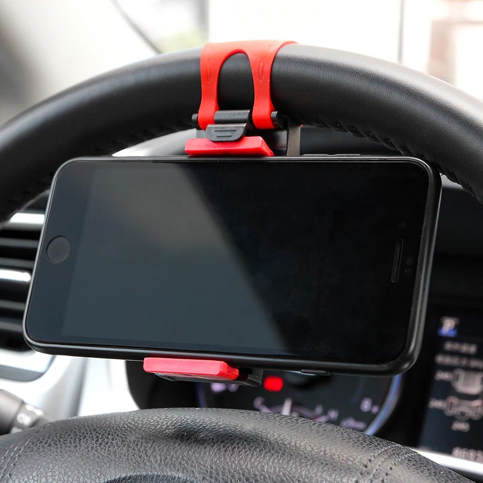 Universal Car Bracket Car Steering Wheel Phone Holder Clip Stand Elastic Buckle GPS Navigator Mount For Iphone Android
