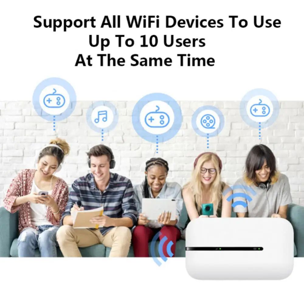 4G LTE Router MIFI Wireless 150Mbps Modem Stick Portable Wireless High-speed WiFi Adapter 4G Card Router for Home Office With Sim Card Slot