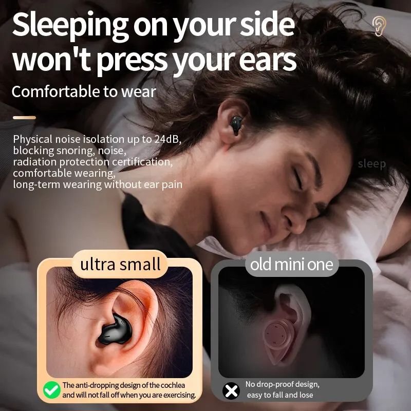 Invisible Sleep Wireless Earphone TWS Bluetooth 5.3 Earpods Hidden Earbuds IPX5 Waterproof Noise Reduction Sports Headset