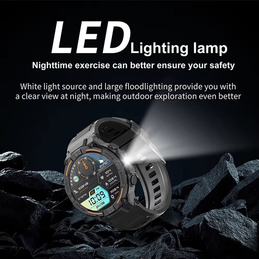 1.52 inch Smart Watch IP67 Waterproof Original Design Sports Watch With Compass And Altitude Barometer LED Flashlight Call