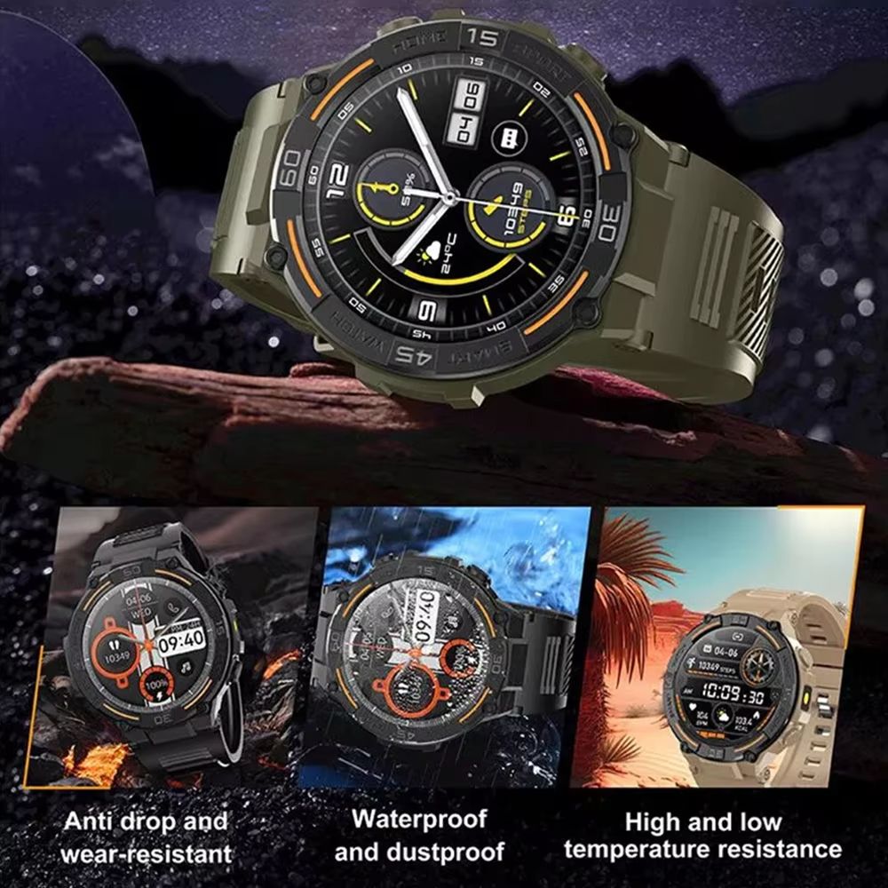 1.52 inch Smart Watch IP67 Waterproof Original Design Sports Watch With Compass And Altitude Barometer LED Flashlight Call