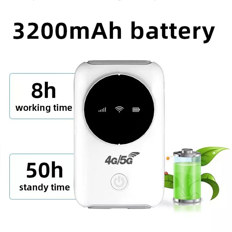 Pocket Hotspot Portable 4G Wireless Router MIFI 3200mAh Mobile Broadband 150Mbps Wide Coverage with SIM Card Slot 10 WiFi Users