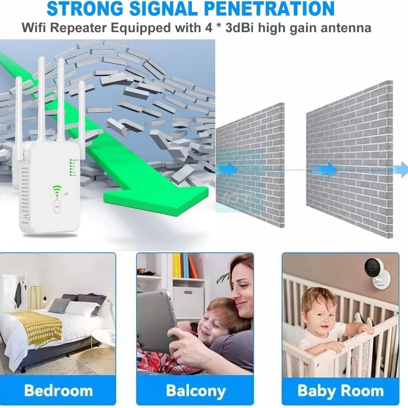 Wireless WiFi Repeater 1200Mbps Wifi Signal Booster Dual-Band 2.4G 5G WiFi Extender 802.11ac Gigabit WiFi Amplifier WPS Router