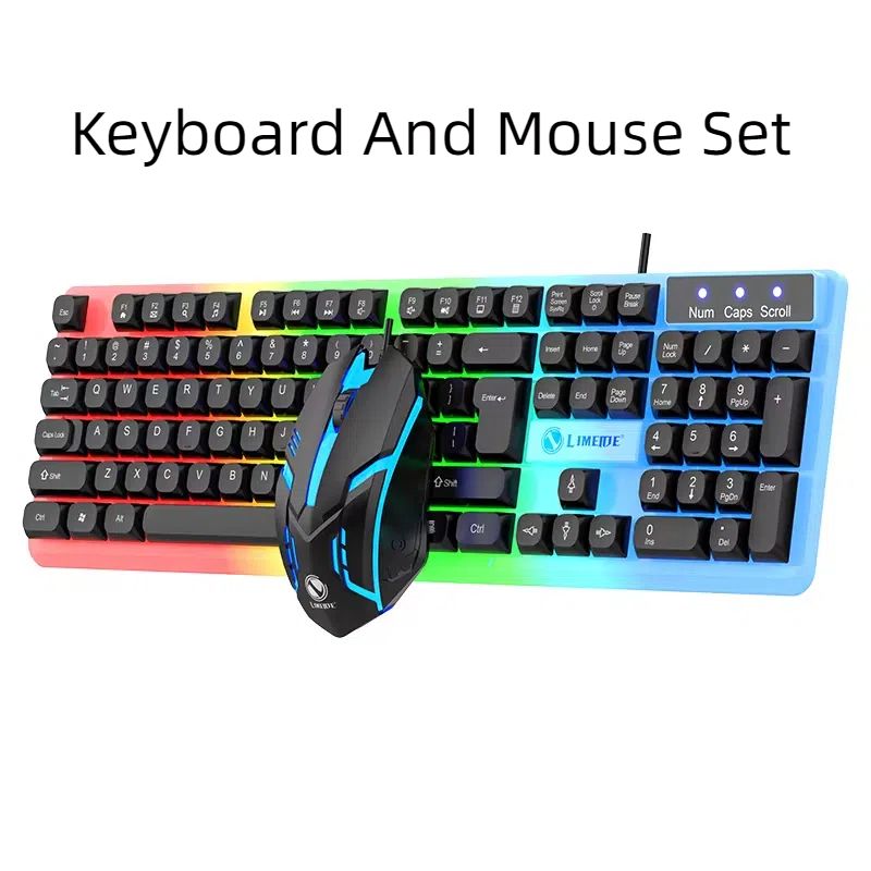 Keyboard And Mouse Set Wired 104 Keys Hot-Swappable Gaming Keyboard RGB Light For Mac Windows Computer PC Gamers Laptop Office