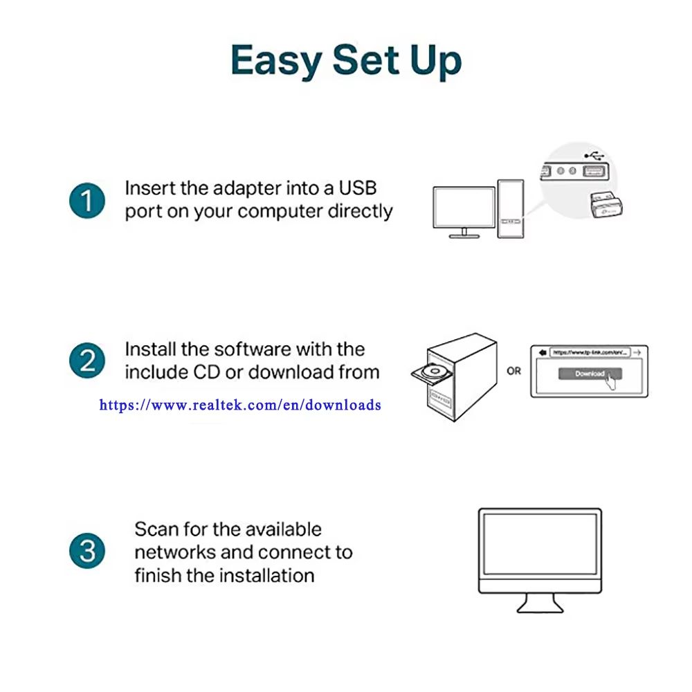 Mini USB Network Card Wireless WiFi Dongle Adapter USB2.0 2.4G 150Mbps WLAN LAN Wi-Fi Dongle Receiver For PC Desktop Tablet
