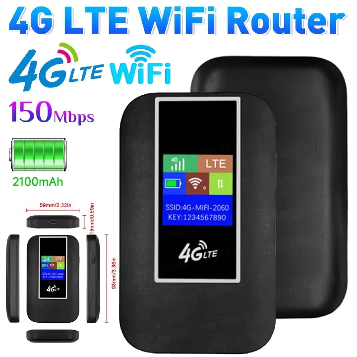 4G LTE Portable WiFi Hotspot 2100mAh 150Mbps Wireless Internet Router with SIM Card Slot Modem Router for Home Office Car Travel