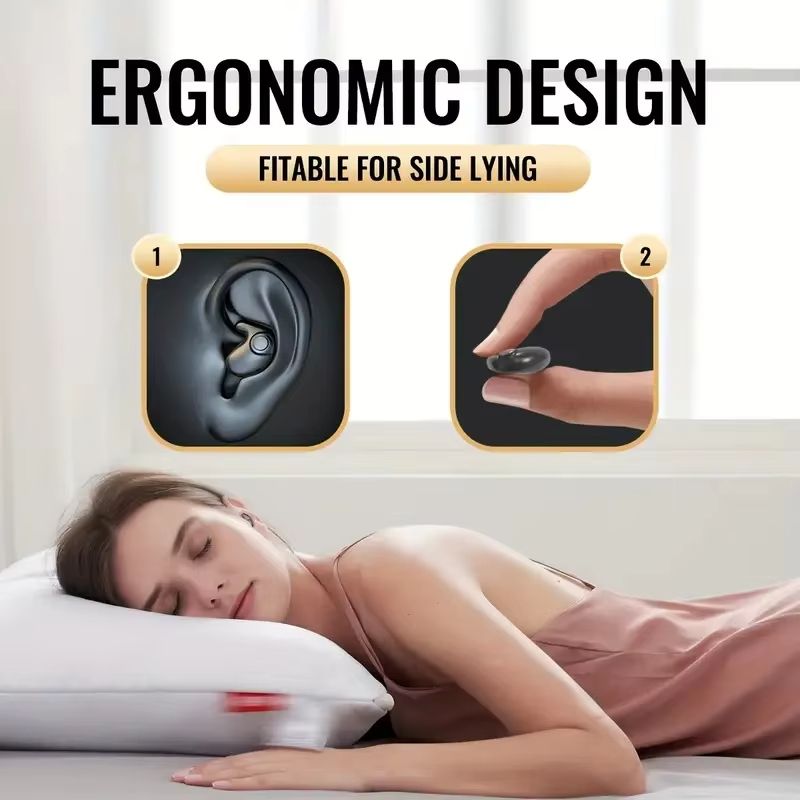 Invisible Sleep Wireless Bluetooth Earphones, Sleeping Earbuds for Side Sleepers Built-in Mic, with Type-C Fast Charging Case Sports Waterproof in-Ear Earbuds