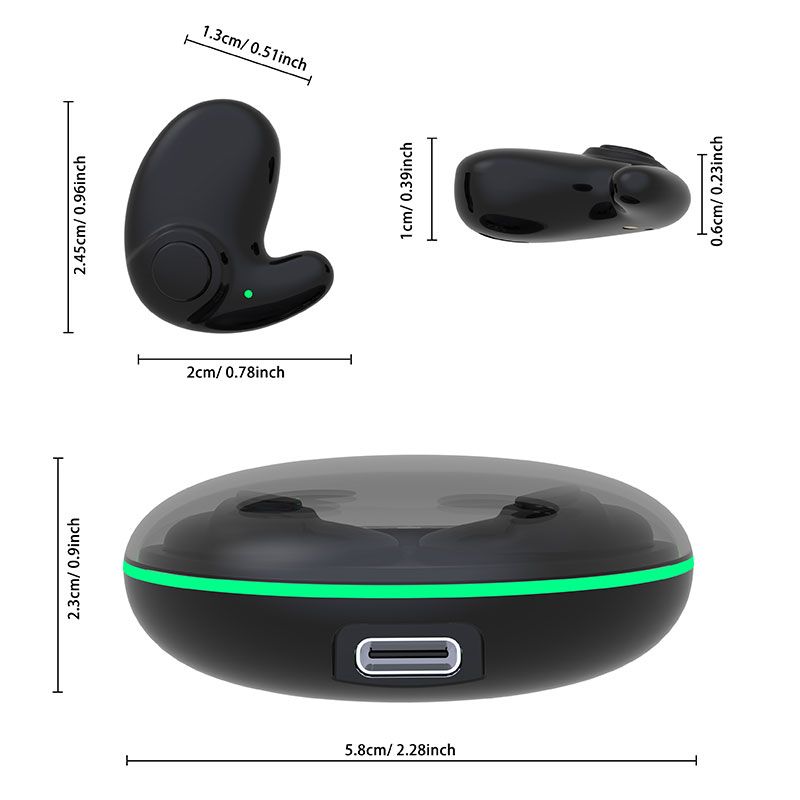 Invisible Sleep Wireless Bluetooth Earphones, Sleeping Earbuds for Side Sleepers Built-in Mic, with Type-C Fast Charging Case Sports Waterproof in-Ear Earbuds