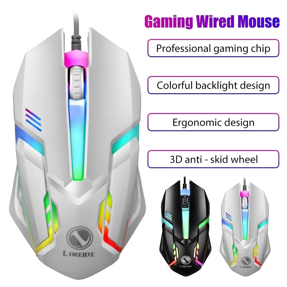 E-Sports LED Luminous Backlit Wired Mouse USB Wired For Desktop Laptop Mute Office Computer Gaming Mouse
