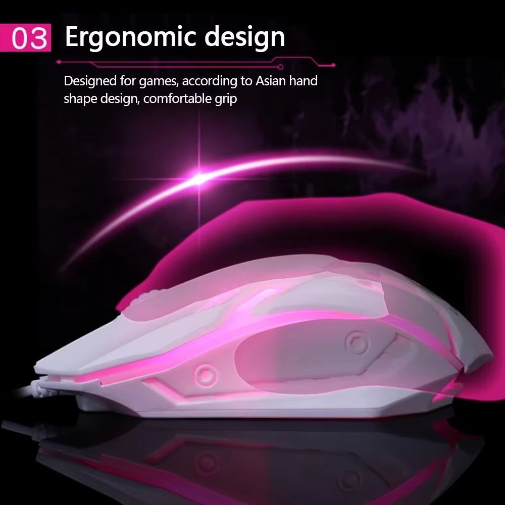 E-Sports LED Luminous Backlit Wired Mouse USB Wired For Desktop Laptop Mute Office Computer Gaming Mouse