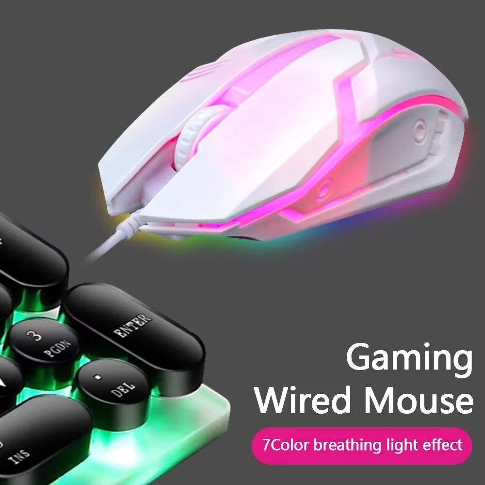 E-Sports LED Luminous Backlit Wired Mouse USB Wired For Desktop Laptop Mute Office Computer Gaming Mouse