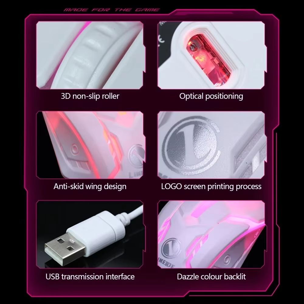 E-Sports LED Luminous Backlit Wired Mouse USB Wired For Desktop Laptop Mute Office Computer Gaming Mouse