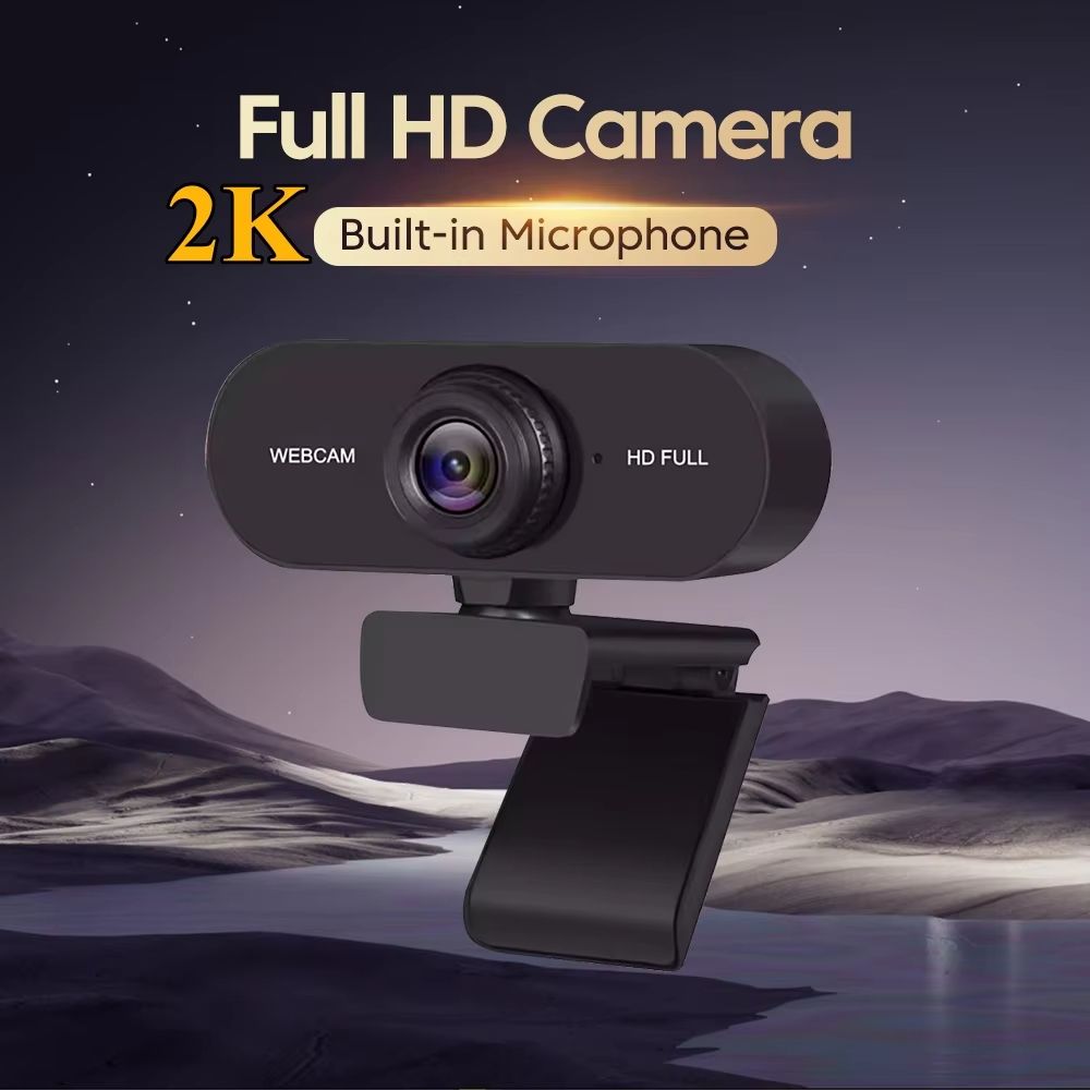 Clear 2K 1080P Webcam  Mini USB Web Camera With Microphones Web Cam Cover For Video Chats And Virtual Conferences For Desktop Laptop Computer