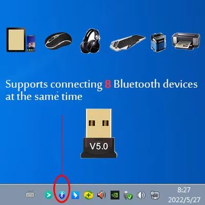 USB Bluetooth 5.0 Adapter Transmitter Bluetooth Receiver Audio Bluetooth Dongle Wireless USB Adapter for Computer PC Laptop Phone Tablet Printer Headphone Speaker Wireless Mouse Keyboard Music