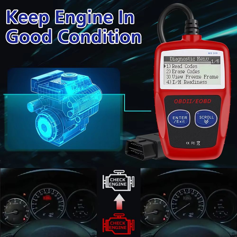 Car Diagnostic Tools Multifunctional Car Fault Code Reader Accurate Engine Diagnostic Tool OBD2 Code Reader Digital Display OBD2 Scanner Multi Functional Fault Code Clear 16 Pin Universal Version