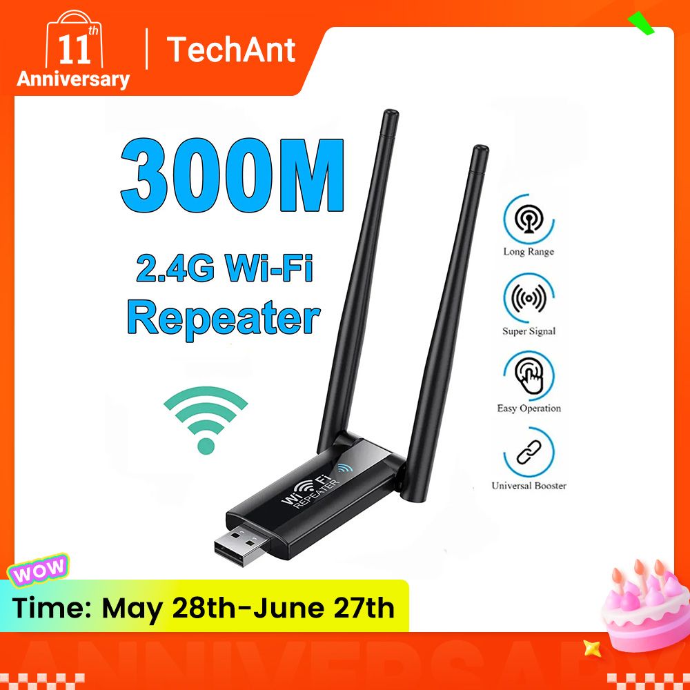 2.4G 300Mbps Wireless USB WiFi Repeater Extender WiFi Signal Amplifier Booster Long Range Wi-Fi Router Home Network Extension