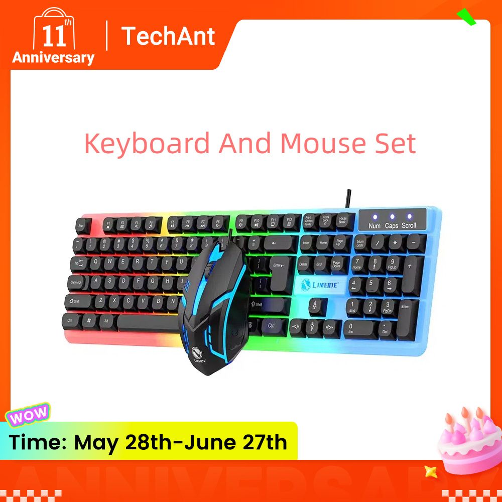 Keyboard And Mouse Set Wired 104 Keys Hot-Swappable Gaming Keyboard RGB Light For Mac Windows Computer PC Gamers Laptop Office
