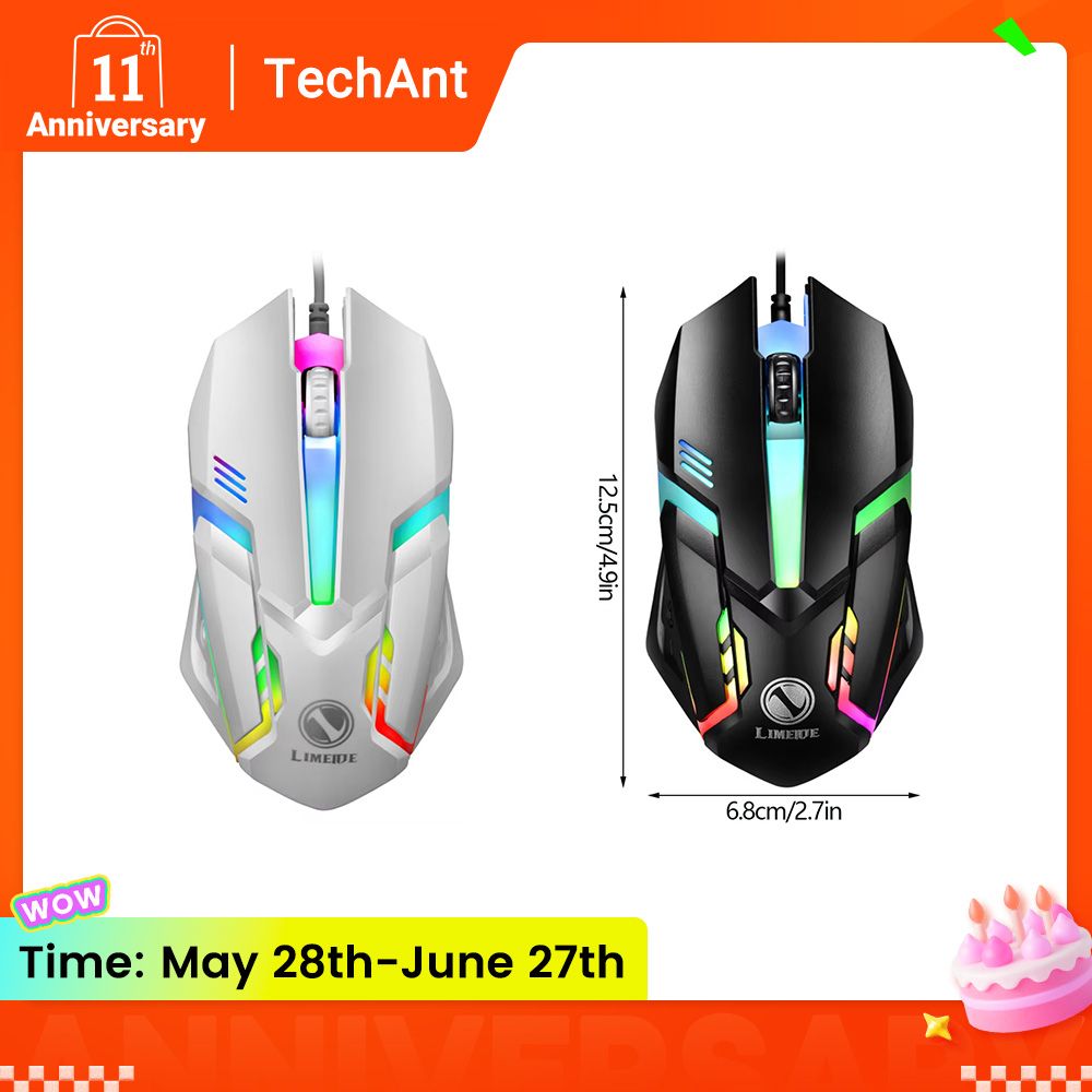 E-Sports LED Luminous Backlit Wired Mouse USB Wired For Desktop Laptop Mute Office Computer Gaming Mouse