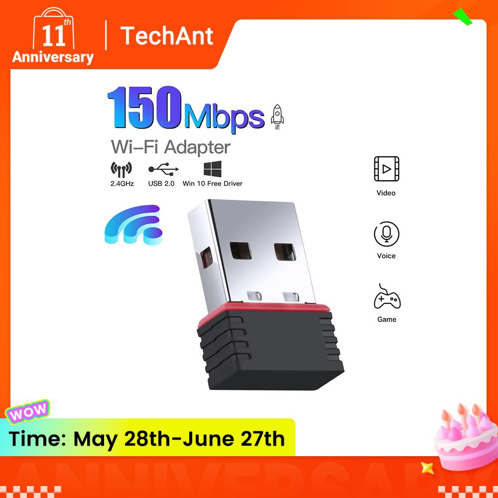 Mini USB Network Card Wireless WiFi Dongle Adapter USB2.0 2.4G 150Mbps WLAN LAN Wi-Fi Dongle Receiver For PC Desktop Tablet