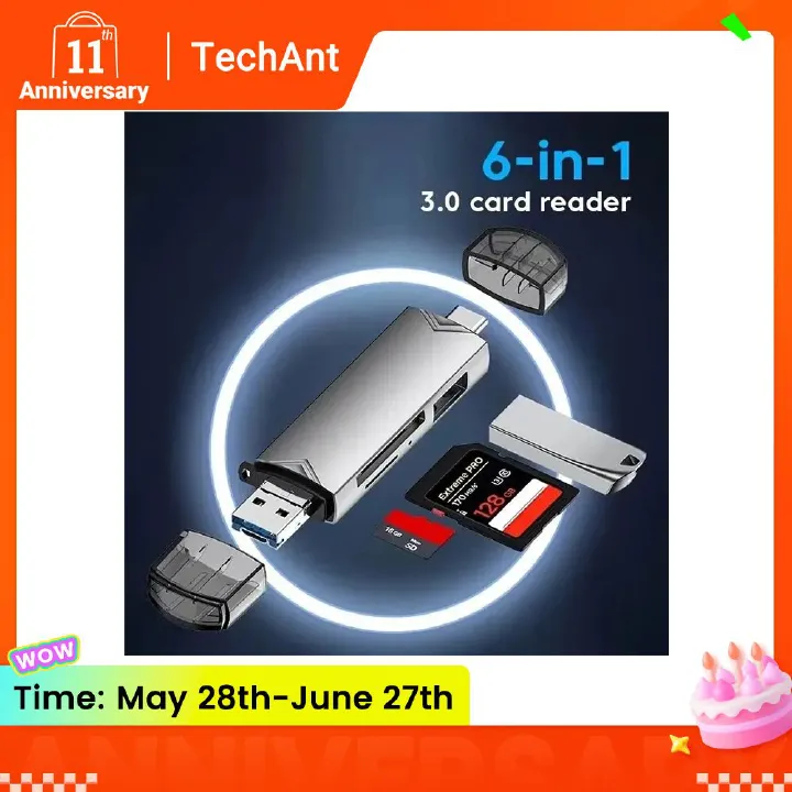 6 In 1 Multifunction USB 3.0 Card Reader U Disk TYPE-C/Usb/Tf/Sd Flash Drive Memory Card for Adapter Phone Laptop Compute