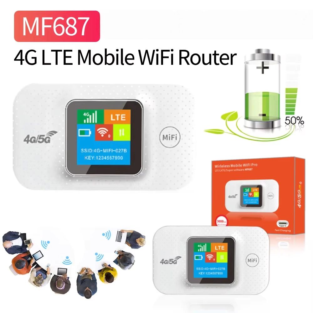 4G LTE Mobile WiFi Router 3000mAh 150Mbps Modem Router Type-C with Sim Card Slot Mini Outdoor Hotspot for Home Office Car Travel