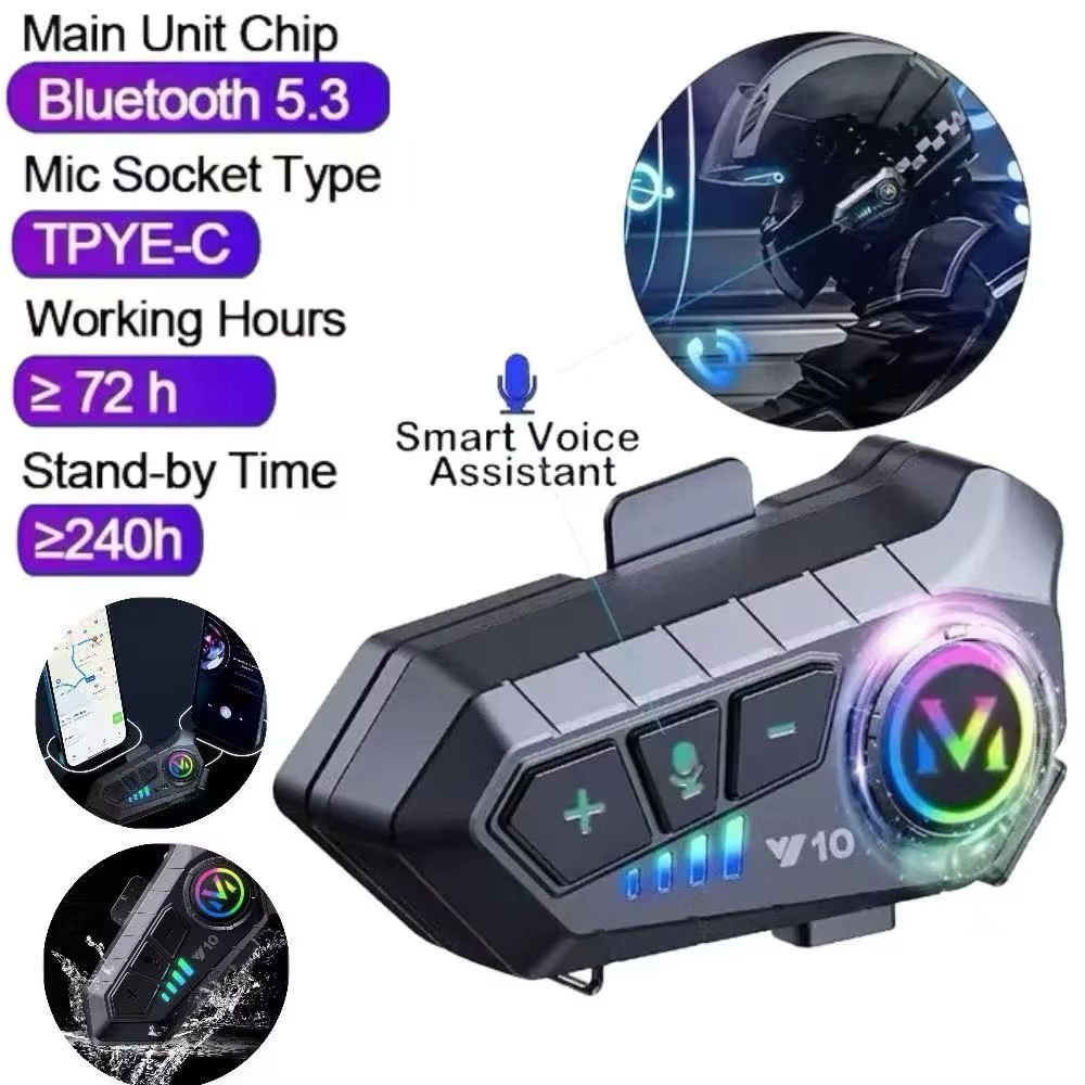 Bluetooth 5.3 Helmet Headset Wireless Hands-free Call Phone Kit Motorcycle Waterproof Earphone MP3 Music Player Speaker for Moto