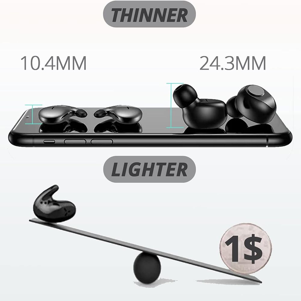 Sleep Invisible Earbuds Tiny Mini Headphones Hidden Noise Cancelling TWS Wireless Headsets Sports Stereo Bluetooth 5.3 Earphone